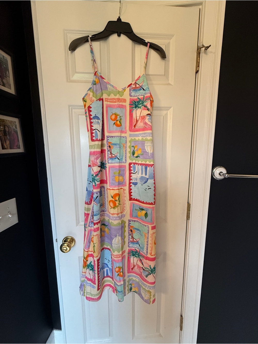 Tropical Patchwork Slip Dress in Pastel Multicolor